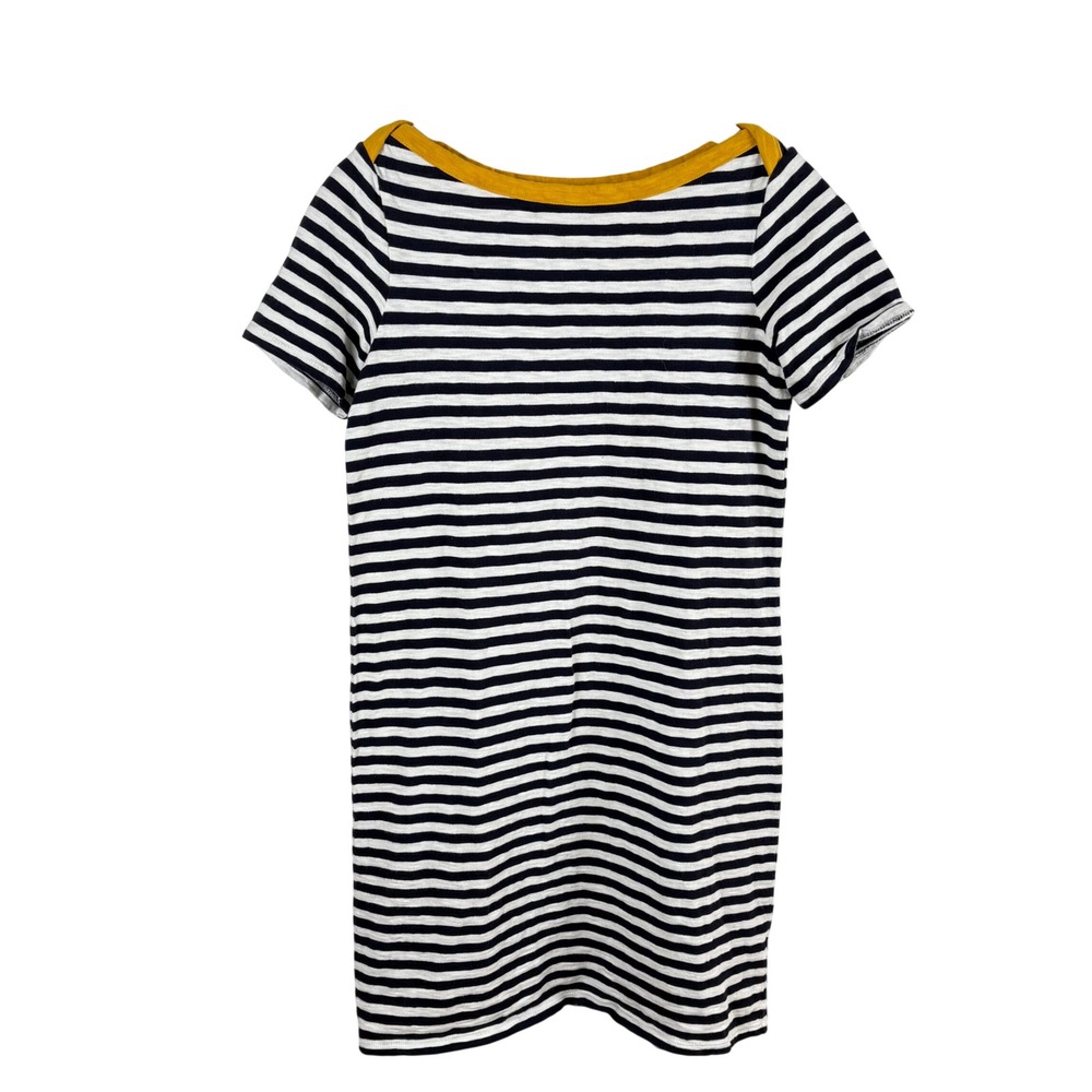 Boden Striped T-Shirt Dress Size 4 Black White 100% Cotton Breton Mini Boat Neck